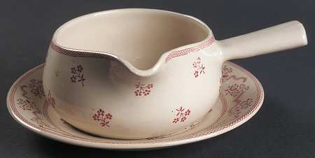 Petite Fleur Burgundy Pink Gravy Boat & Underplate