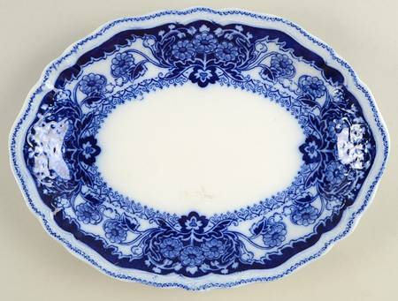 Pekin (Flow Blue) 10" Oval Serving Platter
