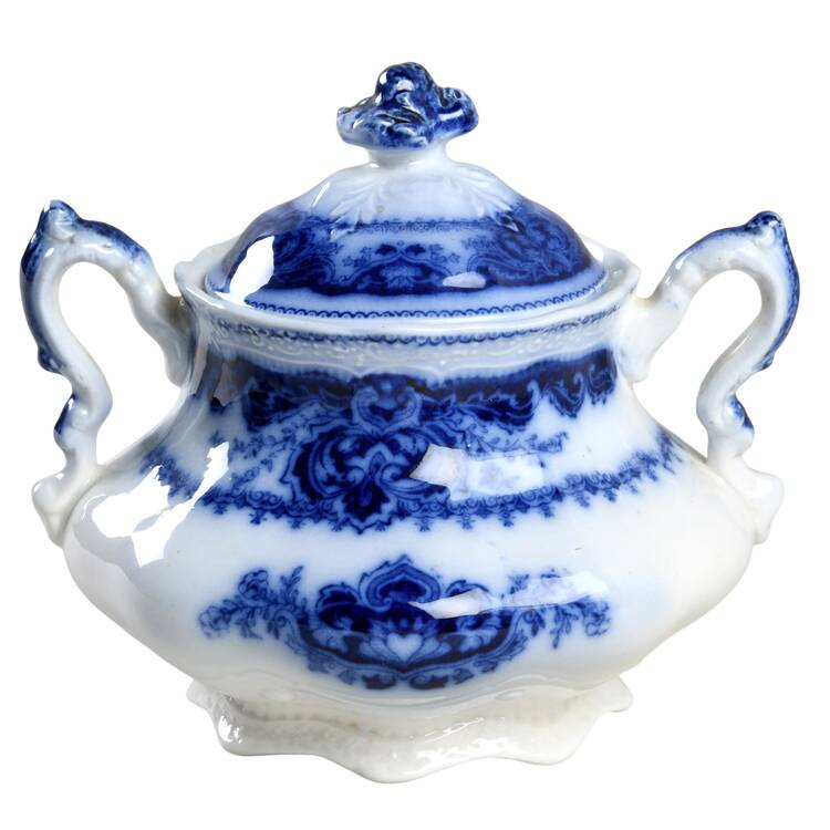 Persian (Flow Blue) Sugar Bowl & Lid