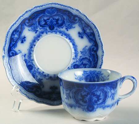 Persian (Flow Blue) Flat Cup & Saucer Set