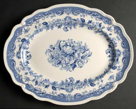 Persian Tulip Blue 14" Oval Serving Platter