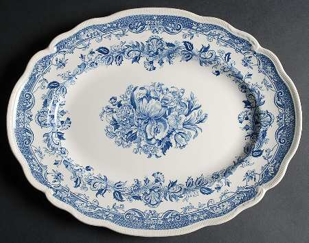 Persian Tulip Blue 15" Oval Serving Platter