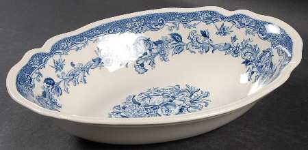 Persian Tulip Blue 9" Oval Vegetable Bowl