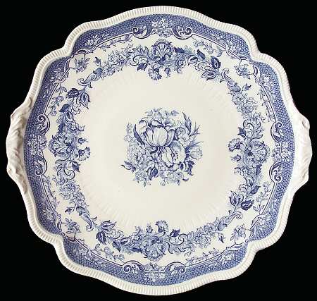 Persian Tulip Blue Handled Cake Plate