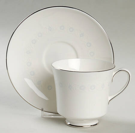 Pirouette White & Blue Footed Cup & Saucer Set