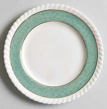 Powder Border Green & White Bread & Butter Plate
