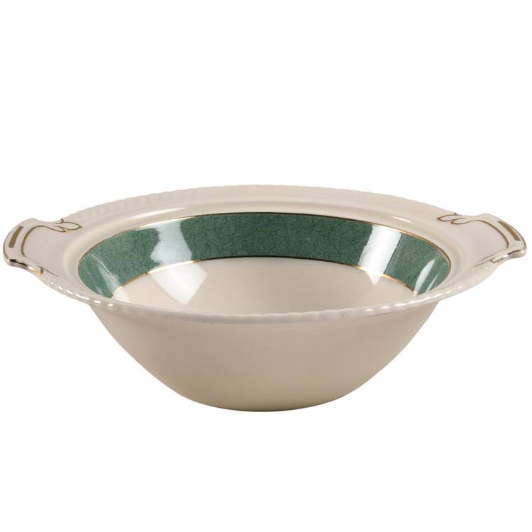 Powder Border Green & White Round Vegetable No Lid