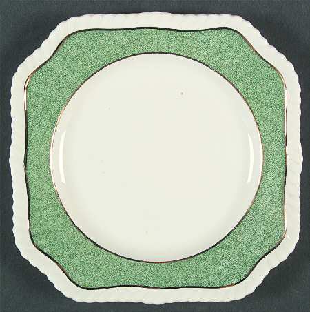 Powder Border Green & White Square Salad Plate