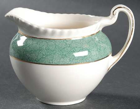 Powder Border Green & White Creamer