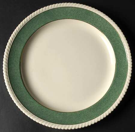Powder Border Green & White 12" Chop Plate (Round Platter)
