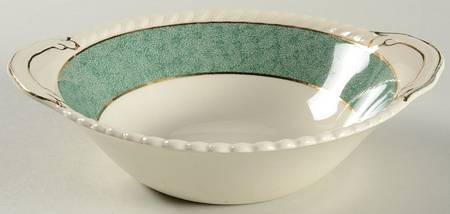 Powder Border Green & White Lugged Cereal Bowl