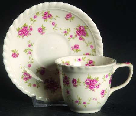 Rambler Rose Flat Demitasse Cup & Saucer Set