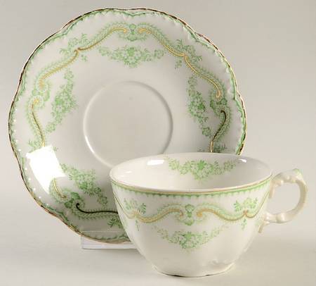 Regis Green Flat Cup & Saucer Set