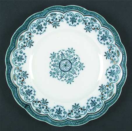 Regent (Aqua Design, Gold Accent) Luncheon Plate