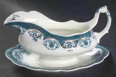 Regent (Aqua Design, Gold Accent) Gravy Boat & Underplate