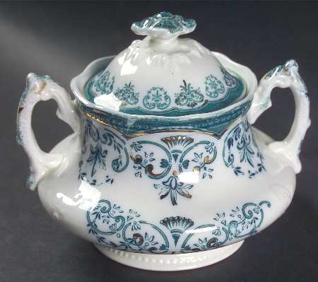 Regent (Aqua Design, Gold Accent) Sugar Bowl & Lid