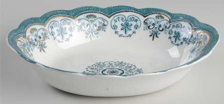 Regent (Aqua Design, Gold Accent) 9" Oval Vegetable Bowl