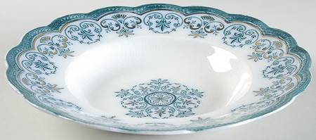 Regent (Aqua Design, Gold Accent) Large Rim Soup Bowl