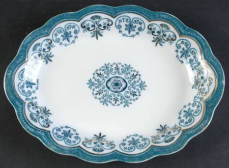 Regent (Aqua Design, Gold Accent) 10" Oval Serving Platter