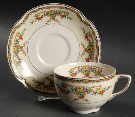 Riviera (Multicolor Flowers) Flat Cup & Saucer Set
