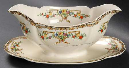 Riviera (Multicolor Flowers) Gravy Boat with Attached Underplate