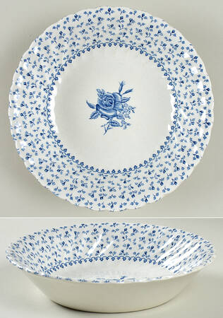 Rose Bouquet Blue Coupe Soup Bowl