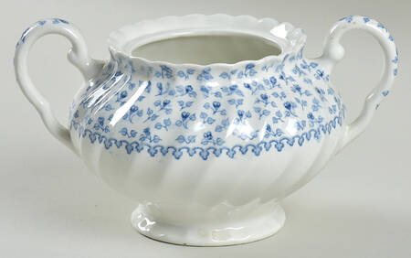 Rose Bouquet Blue Sugar Bowl No Lid