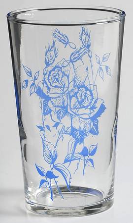 Rose Bouquet Blue Glassware Tall Tumbler