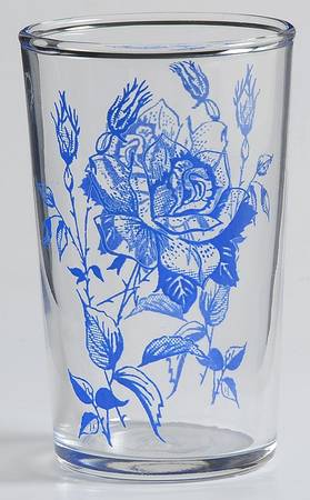 Rose Bouquet Blue Glassware Flat Tumbler