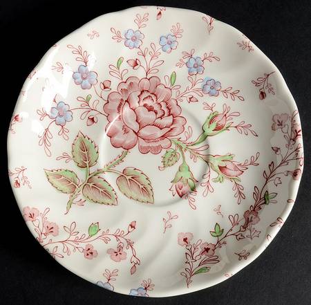 Rose Chintz Pink ("Made in England" Mark) Saucer for Flat Cream Soup Bowl