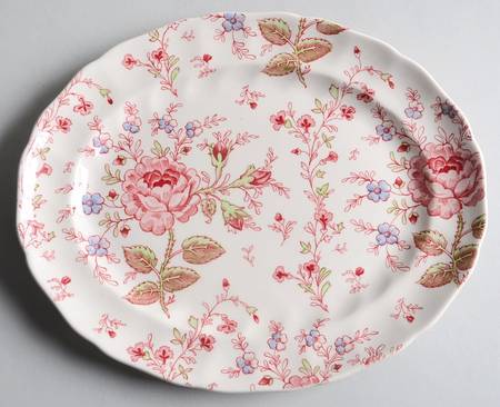 Rose Chintz Pink ("Made in England" Mark) 10" Oval Serving Platter