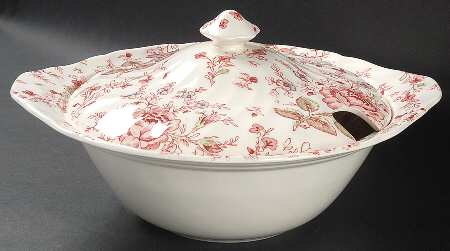 Rose Chintz Pink ("Made in England" Mark) Round Covered Vegetable