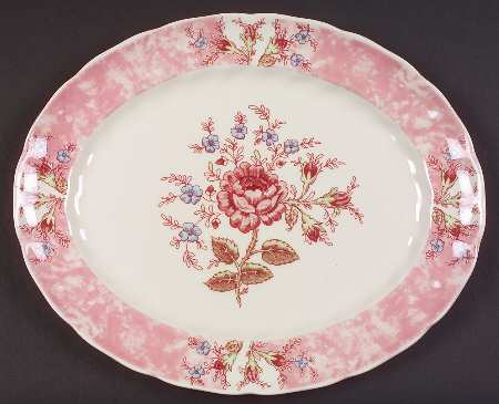 Rose Chintz Pink ("Made in England" Mark) 11" Oval Accent Platter
