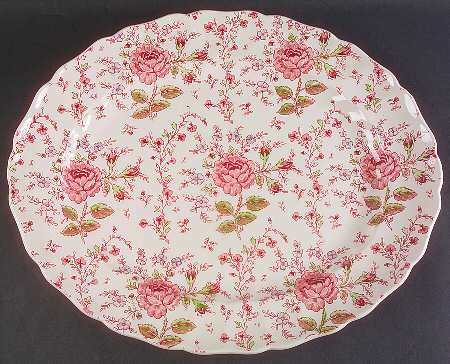Rose Chintz Pink ("Made in England" Mark) 17" Oval Serving Platter