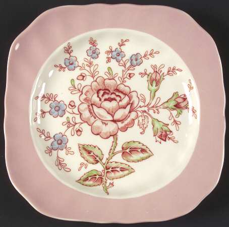 Rose Chintz Pink ("Made in England" Mark) Square Accent Salad Plate