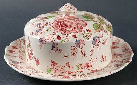 Rose Chintz Pink ("Made in England" Mark) Round Covered Butter