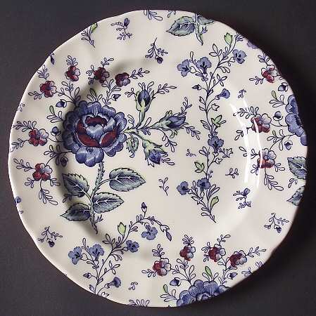 Rose Chintz Blue Salad Plate