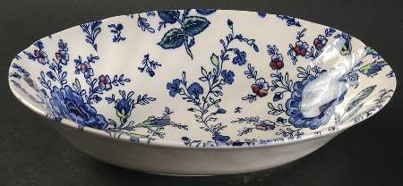 Rose Chintz Blue 9" Oval Vegetable Bowl
