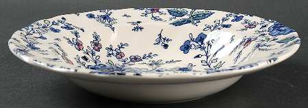 Rose Chintz Blue Rim Soup Bowl