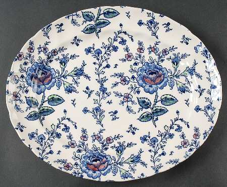 Rose Chintz Blue 11" Oval Serving Platter