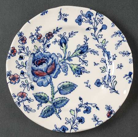 Rose Chintz Blue Bread & Butter Plate