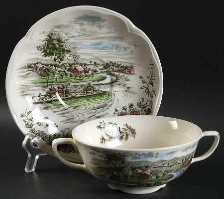The Road Home Flat Cream Soup Bowl & Saucer Set