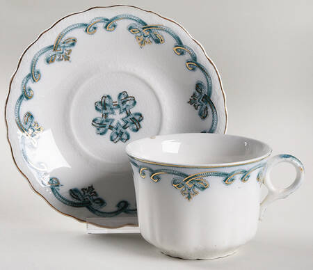 Rolland Blue Green Flat Cup & Saucer Set