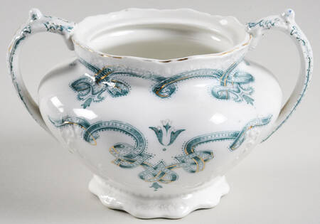 Rolland Blue Green Sugar Bowl No Lid