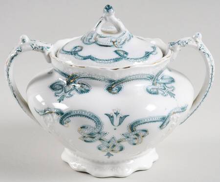 Rolland Blue Green Sugar Bowl & Lid