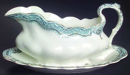 Ruth Blue Green Gravy Boat & Underplate/Relish