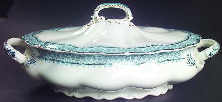 Ruth Blue Green Oval Covered Vegetable