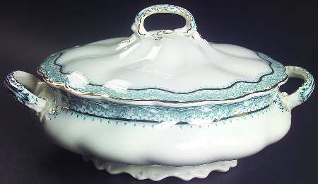 Ruth Blue Green Round Covered Vegetable