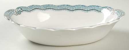 Ruth Blue Green 9" Oval Vegetable Bowl