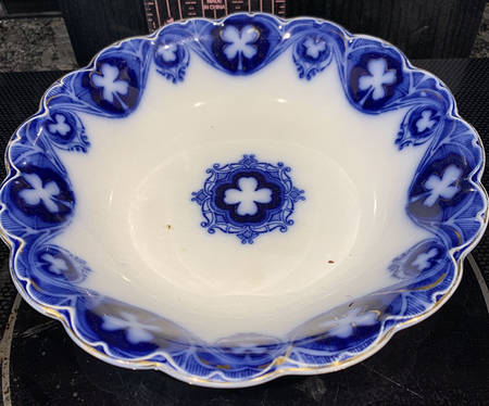 Savoy (Flow Blue, Gold Accent) Coupe Soup Bowl